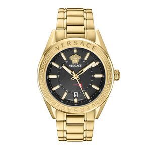 Versace V-Code GMT Bracelet Watch Gold Mens